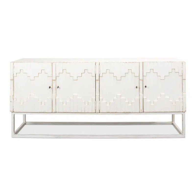 Aztec White Sideboard Black Buffet for Dining Room Sideboards LOOMLAN By Sarreid