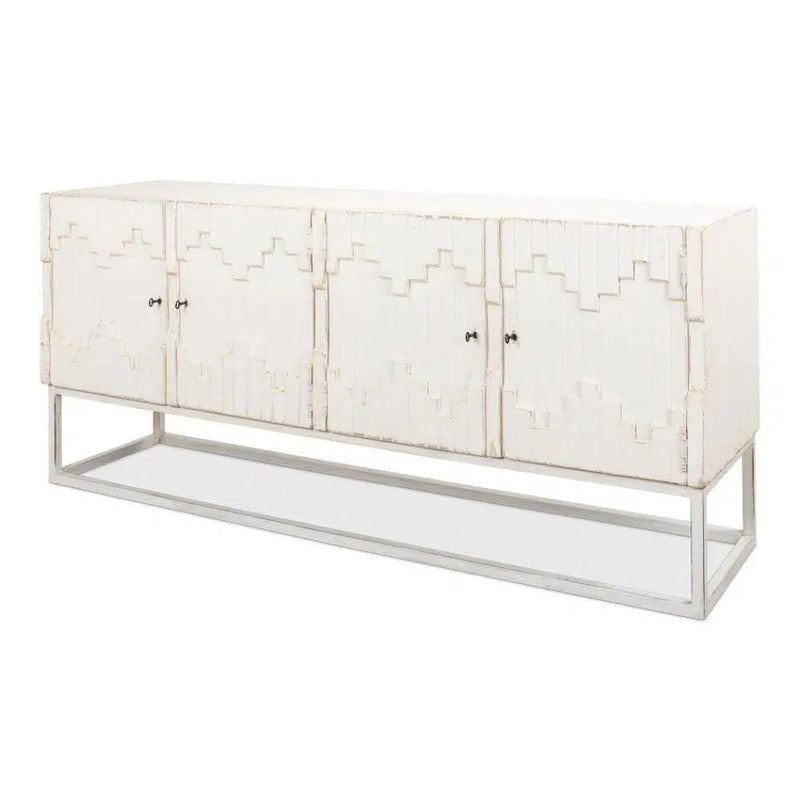 Aztec White Sideboard Black Buffet for Dining Room Sideboards LOOMLAN By Sarreid