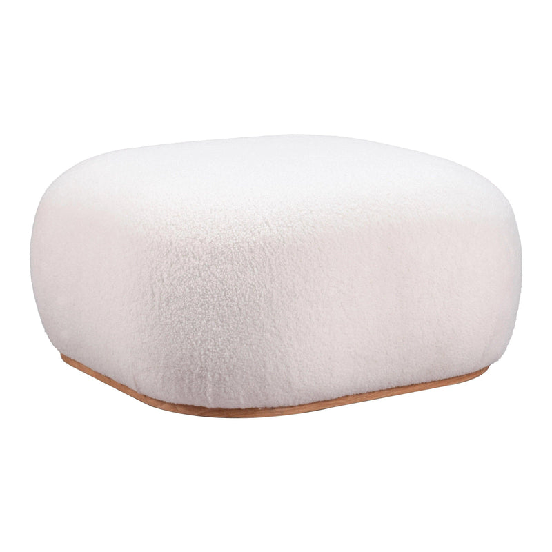 Azua Wood Cream Ottoman Ottomans LOOMLAN By Zuo Modern