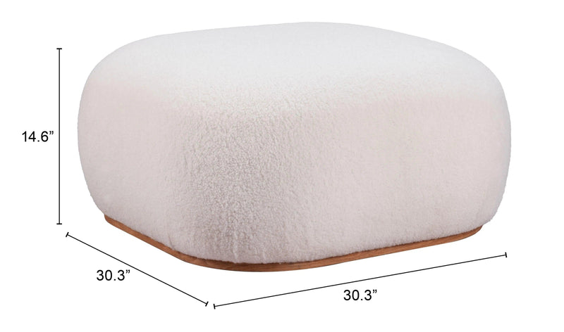 Azua Wood Cream Ottoman Ottomans LOOMLAN By Zuo Modern