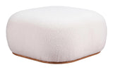 Azua Wood Cream Ottoman Ottomans LOOMLAN By Zuo Modern