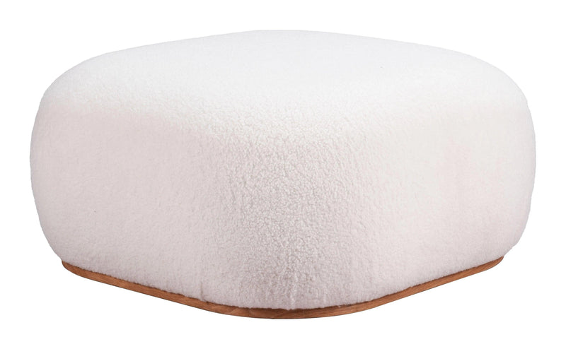 Azua Wood Cream Ottoman Ottomans LOOMLAN By Zuo Modern