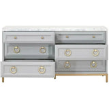 Azure Carrera 6-Drawer Double Dresser Dove Gray White Marble Dressers LOOMLAN By Essentials For Living