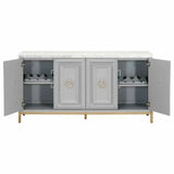 Azure Carrera Media Sideboard White Marble Dove Gray Sideboards LOOMLAN By Essentials For Living