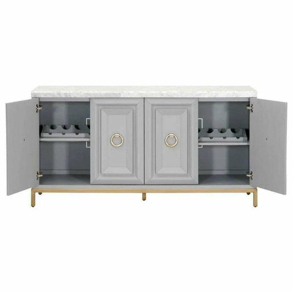 Azure Carrera Media Sideboard White Marble Dove Gray Sideboards LOOMLAN By Essentials For Living