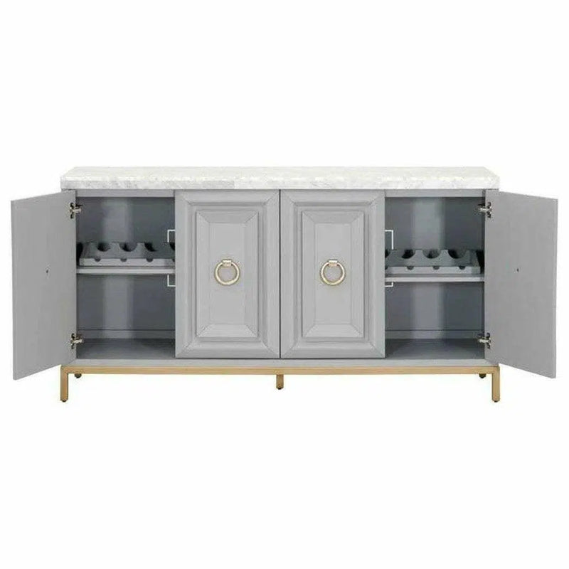 Azure Carrera Media Sideboard White Marble Dove Gray Sideboards LOOMLAN By Essentials For Living