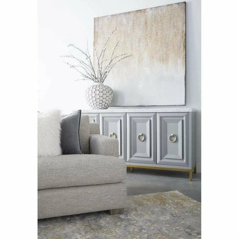 Azure Carrera Media Sideboard White Marble Dove Gray Sideboards LOOMLAN By Essentials For Living