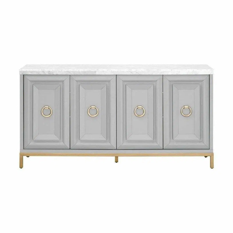 Azure Carrera Media Sideboard White Marble Dove Gray Sideboards LOOMLAN By Essentials For Living