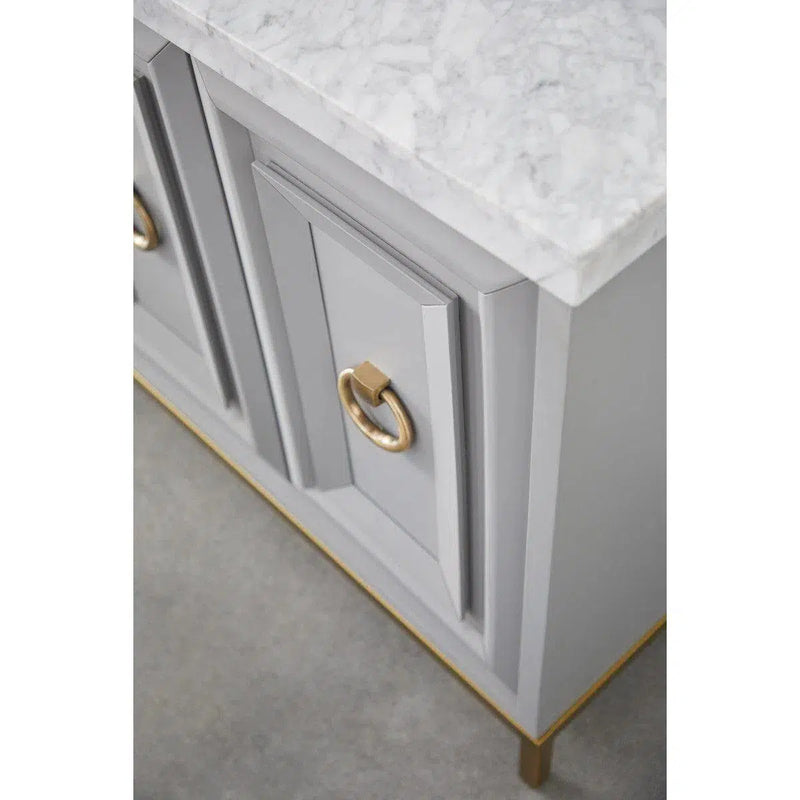 Azure Carrera Media Sideboard White Marble Dove Gray Sideboards LOOMLAN By Essentials For Living