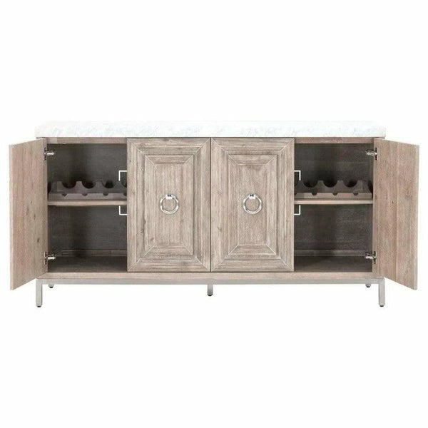 Azure Carrera Media Sideboard White Marble Steel Sideboards LOOMLAN By Essentials For Living