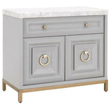 Azure Dove Grey Accent Cabinet With White Carrera Marble Accent Cabinets LOOMLAN By Essentials For Living