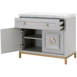 Azure Dove Grey Accent Cabinet With White Carrera Marble Accent Cabinets LOOMLAN By Essentials For Living