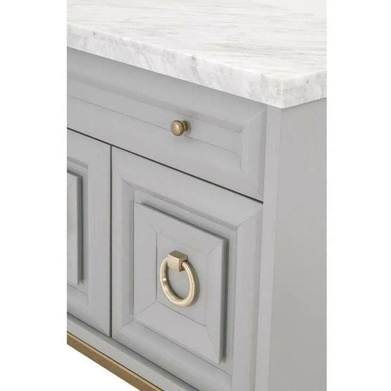 Azure Dove Grey Accent Cabinet With White Carrera Marble Accent Cabinets LOOMLAN By Essentials For Living