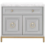 Azure Dove Grey Accent Cabinet With White Carrera Marble Accent Cabinets LOOMLAN By Essentials For Living