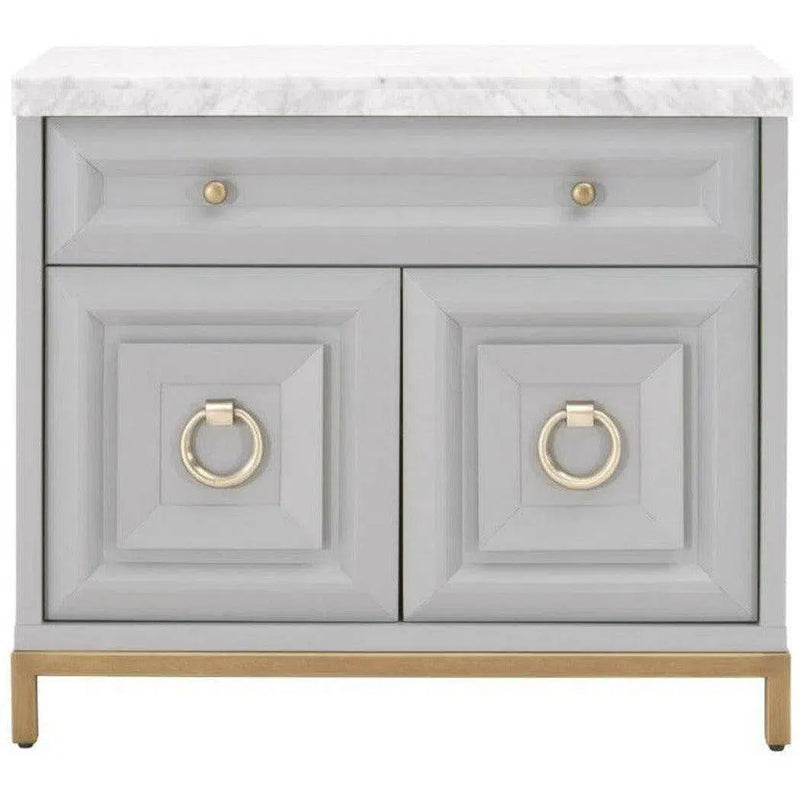 Azure Dove Grey Accent Cabinet With White Carrera Marble Accent Cabinets LOOMLAN By Essentials For Living