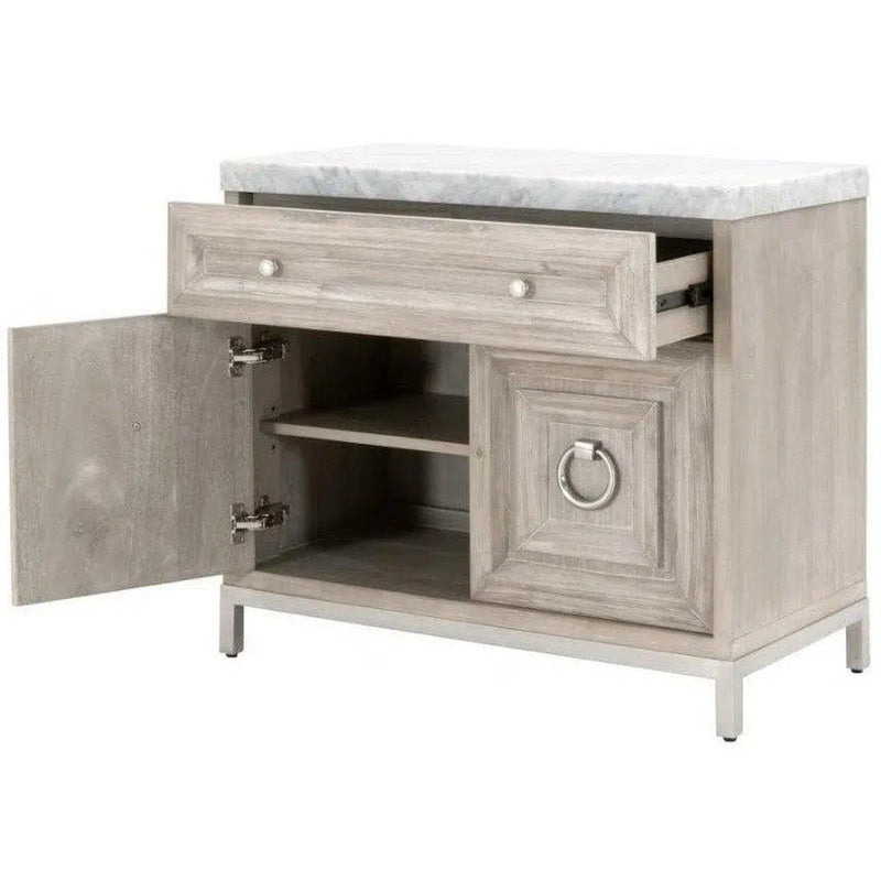 Azure Natural Grey Accent Cabinet With White Carrera Marble Accent Cabinets LOOMLAN By Essentials For Living