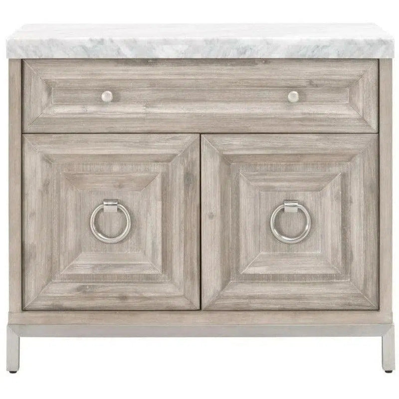 Azure Natural Grey Accent Cabinet With White Carrera Marble Accent Cabinets LOOMLAN By Essentials For Living