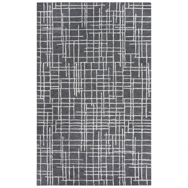 Baab Geometric Charcoal Area Rugs For Living Room Area Rugs LOOMLAN By LOOMLAN