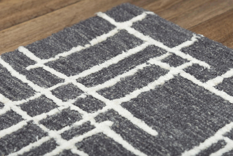 Baab Geometric Charcoal Area Rugs For Living Room Area Rugs LOOMLAN By LOOMLAN