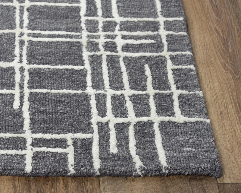 Baab Geometric Charcoal Area Rugs For Living Room Area Rugs LOOMLAN By LOOMLAN