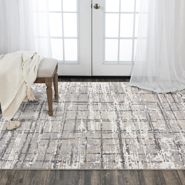 Baan Abstract Ivory/ Gray Large Area Rugs For Living Room Area Rugs LOOMLAN By LOOMLAN