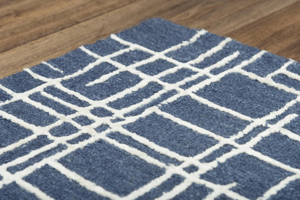 Baar Geometric Blue Area Rugs For Living Room Area Rugs LOOMLAN By LOOMLAN