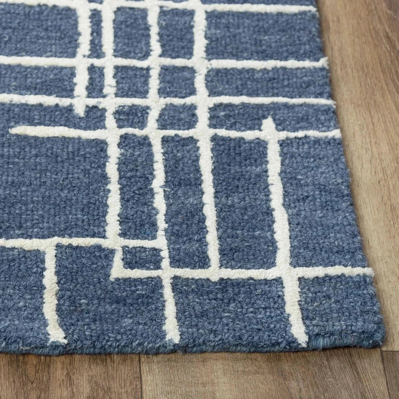 Baar Geometric Blue Area Rugs For Living Room Area Rugs LOOMLAN By LOOMLAN