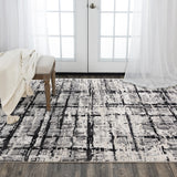 Babu Abstract Black/ Ivory Large Area Rugs For Living Room Area Rugs LOOMLAN By LOOMLAN