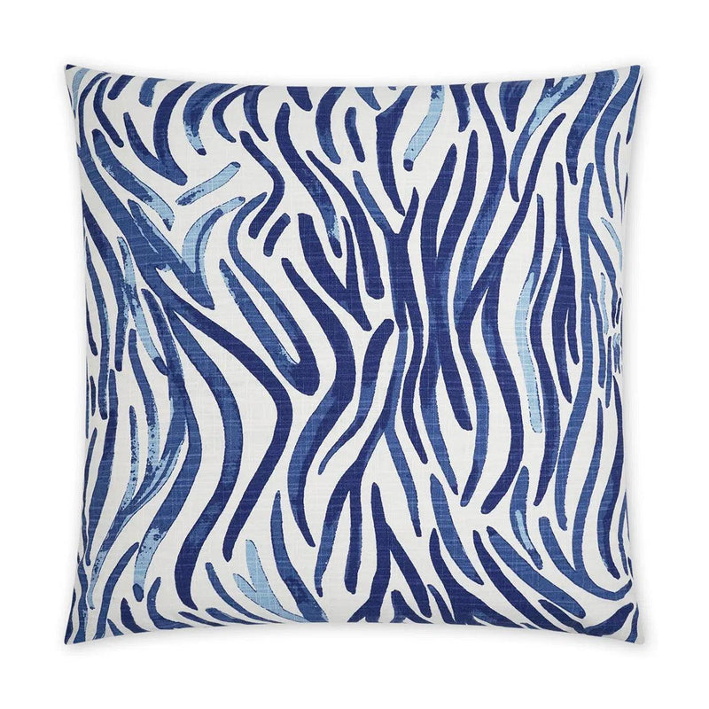 Babur Blue Abstract Blue Large Throw Pillow With Insert Throw Pillows LOOMLAN By D.V. Kap