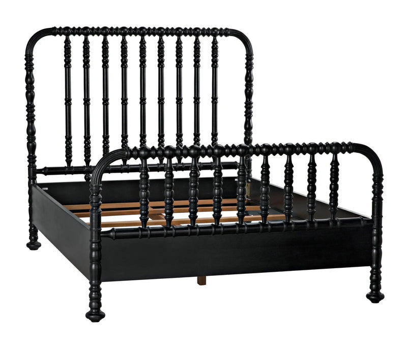 Bachelor Black Wooden Bed Frame Beds LOOMLAN By Noir