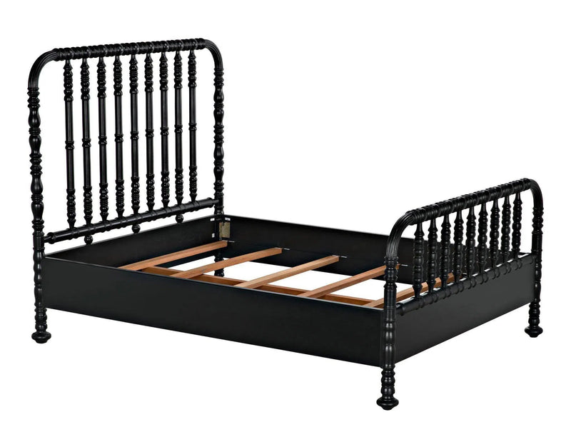 Bachelor Black Wooden Bed Frame Beds LOOMLAN By Noir