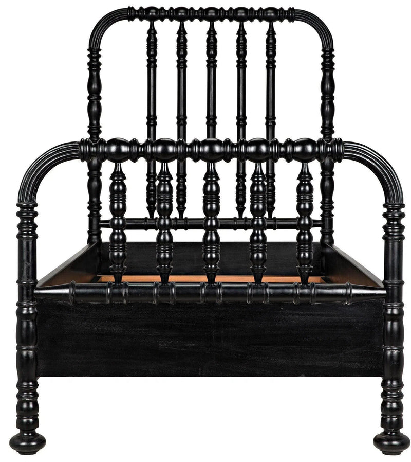 Bachelor Black Wooden Bed Frame Beds LOOMLAN By Noir