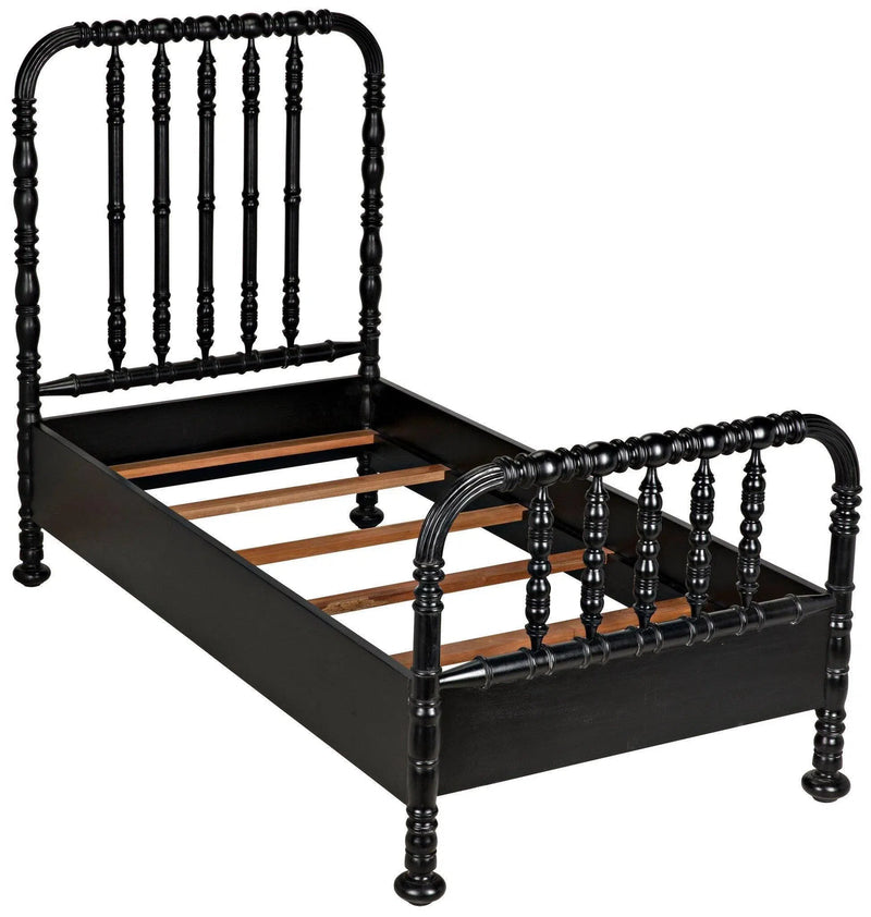 Bachelor Black Wooden Bed Frame Beds LOOMLAN By Noir