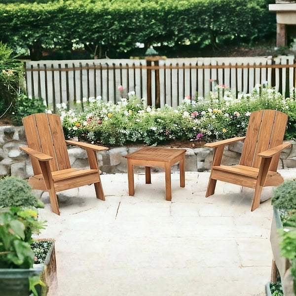 Bainbridge 3-Piece Teak Deep Seating Outdoor Adirondack Lounge Set Outdoor Accent Chairs LOOMLAN By HiTeak