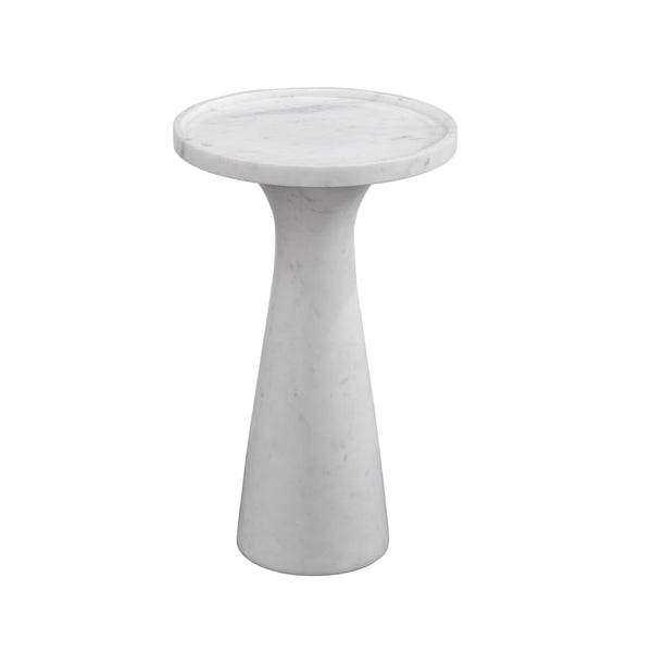 Baird White Marble Round Accent Table Side Tables LOOMLAN By Bassett Mirror