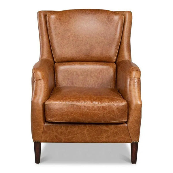 Baker Brown Leather Club Arm Chair Club Chairs LOOMLAN By Sarreid