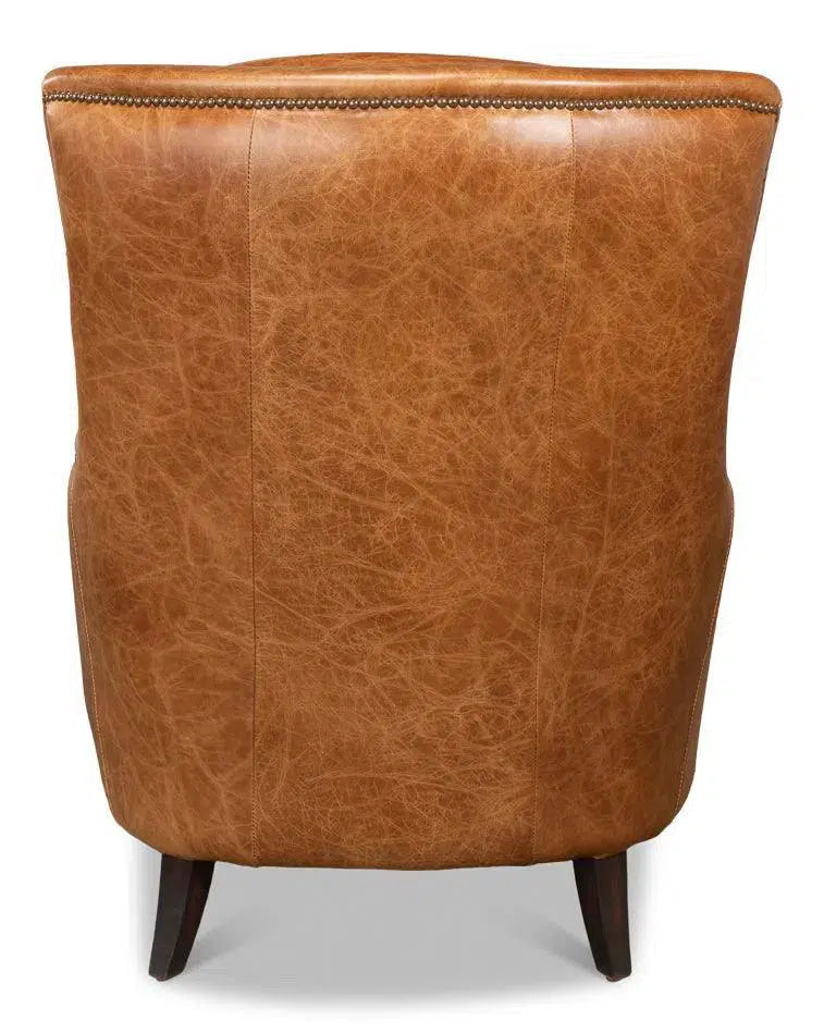 Baker Brown Leather Club Arm Chair Club Chairs LOOMLAN By Sarreid