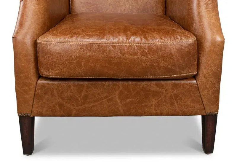 Baker Brown Leather Club Arm Chair Club Chairs LOOMLAN By Sarreid