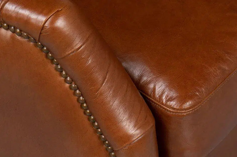 Baker Brown Leather Swivel Chair Havana Leather Club Chairs LOOMLAN By Sarreid