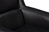 BakerWood and Leather Black Swivel Arm Chair Club Chairs LOOMLAN By Sarreid