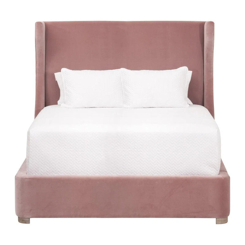 Balboa Light Pink Velvet Bed Frame Beds LOOMLAN By Essentials For Living