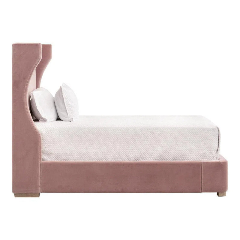 Balboa Light Pink Velvet Bed Frame Beds LOOMLAN By Essentials For Living