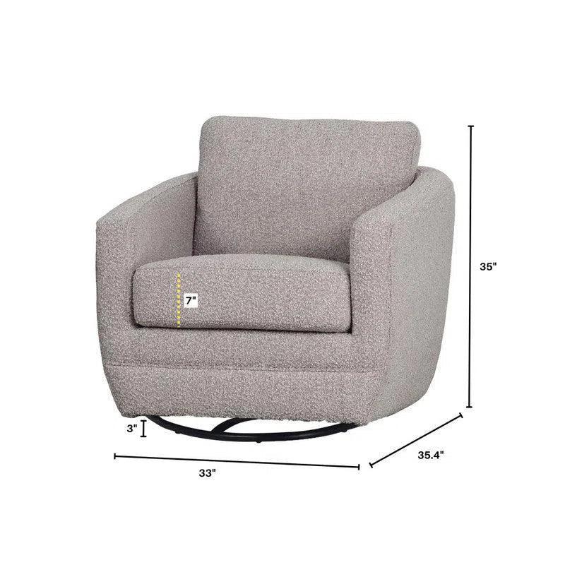 Baltimo Swivel Glider - Boucle Grey Club Chairs LOOMLAN By LH Imports