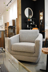 Baltimo Swivel Glider - Boucle Grey Club Chairs LOOMLAN By LH Imports