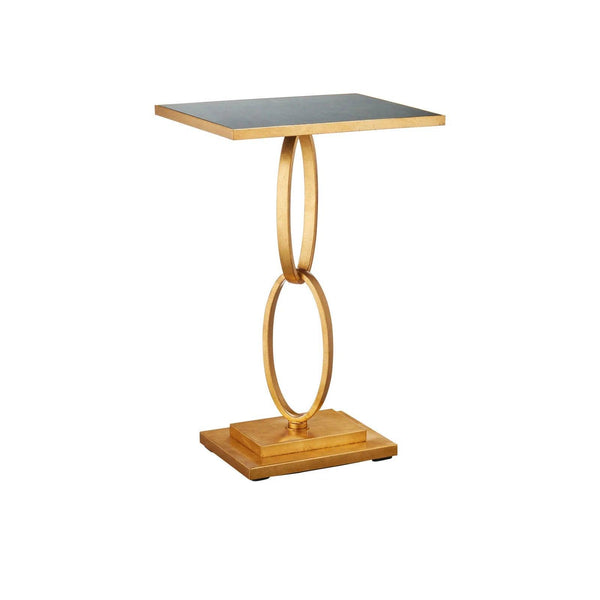 Bangle Iron and Glass Gold Rectangular Accent Table Side Tables LOOMLAN By Currey & Co