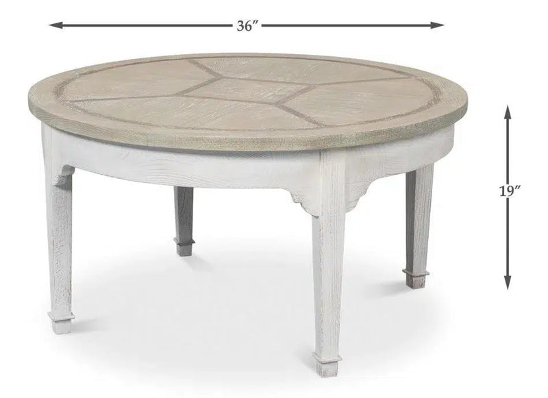 Barbera Vineyards Round Coffee Table Two Tone Wood Coffee Tables LOOMLAN By Sarreid