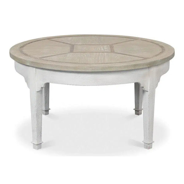 Barbera Vineyards Round Coffee Table Two Tone Wood Coffee Tables LOOMLAN By Sarreid