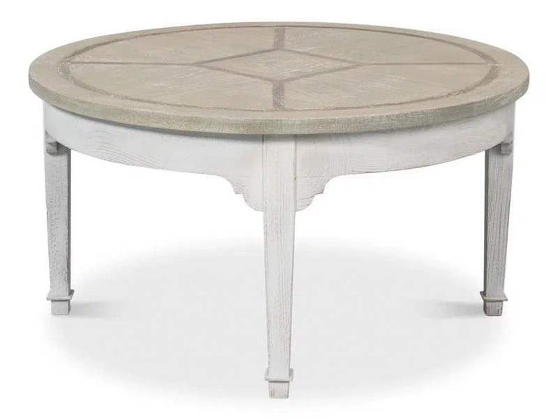 Barbera Vineyards Round Coffee Table Two Tone Wood Coffee Tables LOOMLAN By Sarreid