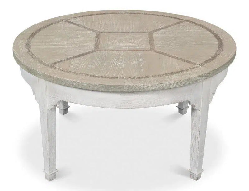 Barbera Vineyards Round Coffee Table Two Tone Wood Coffee Tables LOOMLAN By Sarreid