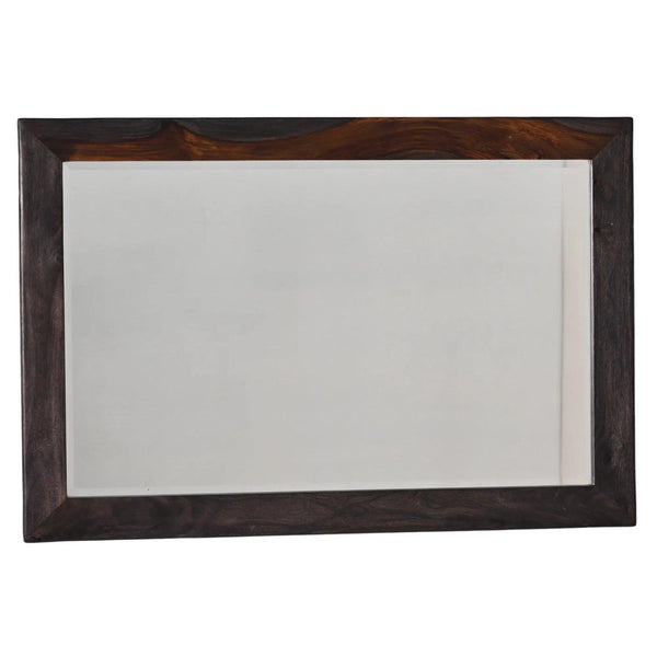 Bardell Coffee Brown Wood Horizontal and Vertical Wall Mirror Wall Mirrors LOOMLAN By LOOMLAN